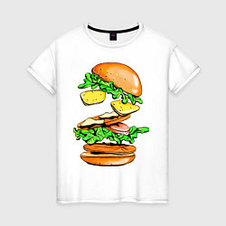 Футболка хлопковая женская King Burger, цвет: белый