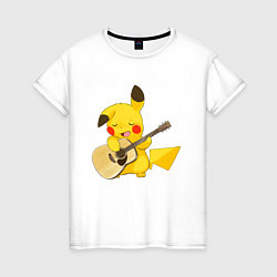 Женская футболка Пикачу с гитарой