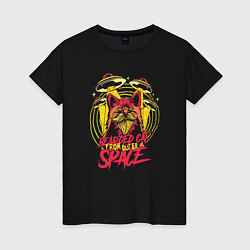 Женская футболка Бородатый кот из космоса НЛО