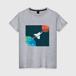 Футболка хлопковая женская Маск SpaceX миссия на марс, цвет: меланж