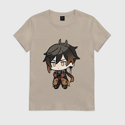 Футболка хлопковая женская Чиби Чжун Ли, цвет: миндальный