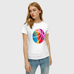 Футболка хлопковая женская Rainbow Ball, цвет: белый — фото 2