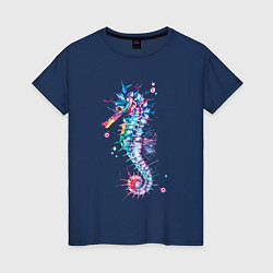 Женская футболка Морской конек акварель