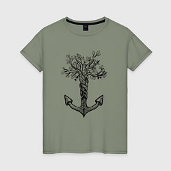 Женская футболка Славянский якорь в виде дерева