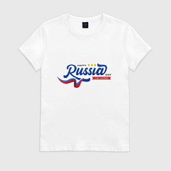 Футболка хлопковая женская День России, цвет: белый