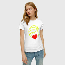 Футболка хлопковая женская Volleyball Heart, цвет: белый — фото 2