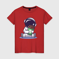 Женская футболка Астронавт и кофе