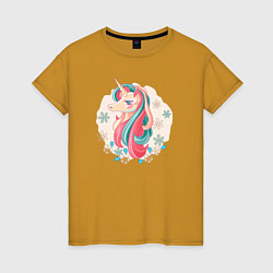 Женская футболка Радужный единорог в цветах