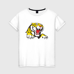 Футболка хлопковая женская Тигр, цвет: белый