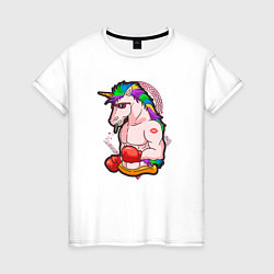Женская футболка Единорог боксер