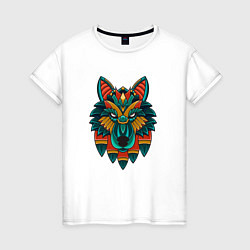 Женская футболка Серьезный волк орнамент