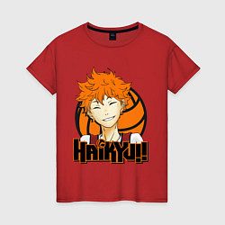 Футболка хлопковая женская Haikyu Улыбка Хинаты, цвет: красный