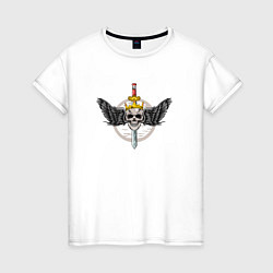 Женская футболка Череп с крыльями и мечом