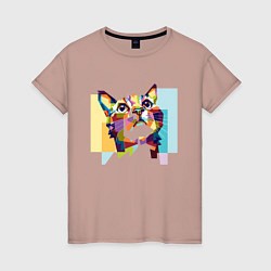 Женская футболка Разноцветный котэ