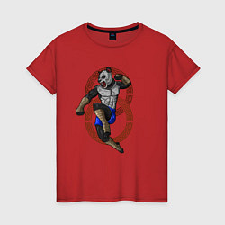 Футболка хлопковая женская Тайская панда, цвет: красный