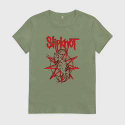 Футболка хлопковая женская Slipknot Slip Goats Art, цвет: авокадо
