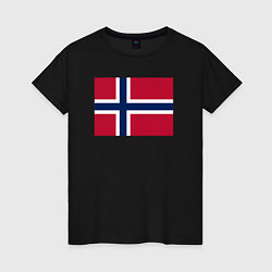 Футболка хлопковая женская Норвегия Флаг Норвегии, цвет: черный