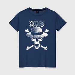 Футболка хлопковая женская Пираты Соломенной Шляпы One Piece, цвет: тёмно-синий