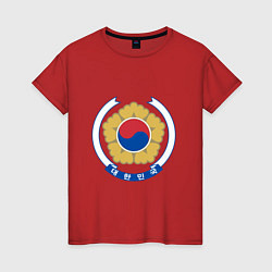 Футболка хлопковая женская Корея Корейский герб, цвет: красный