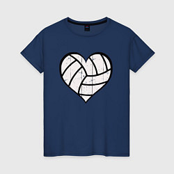 Футболка хлопковая женская Сердце Волейбола, цвет: тёмно-синий