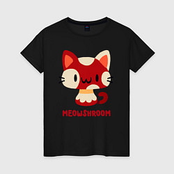 Футболка хлопковая женская Meowshroom, цвет: черный