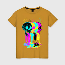 Женская футболка 4 ЧЕРЕПА SKULLS NEON