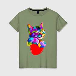 Женская футболка РАДУЖНЫЙ КОТИК RAINBOW KITTY