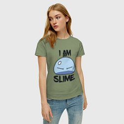 Футболка хлопковая женская I AM SLIME, Я СЛИЗЬ, цвет: авокадо — фото 2