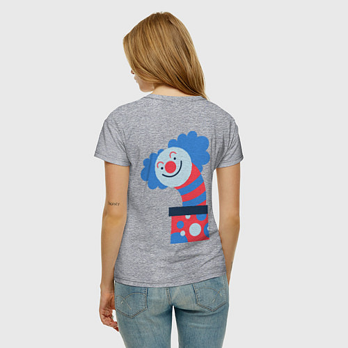 Женская футболка Жуткий клоун-сюрприз в коробке / Меланж – фото 4
