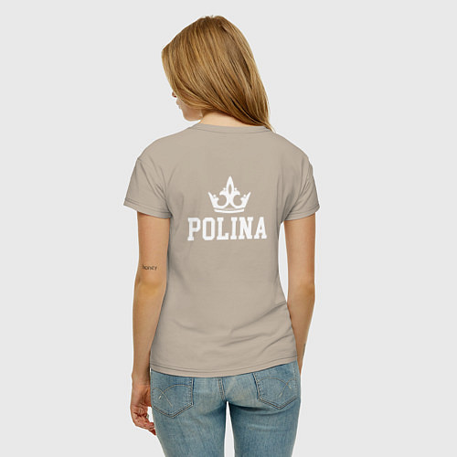 Женская футболка Полина Корона на спине / Миндальный – фото 4
