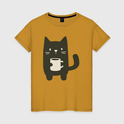 Женская футболка Котик с кружкой