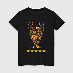 Футболка хлопковая женская Barcelona Cup, цвет: черный