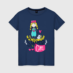 Женская футболка Девушка с собачкой