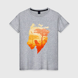 Футболка хлопковая женская Africa - Lion, цвет: меланж