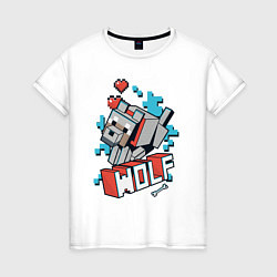 Женская футболка Майнкрафт Волк, Minecraft Wolf