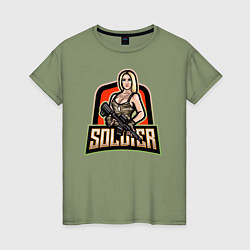 Женская футболка Девушка солдат