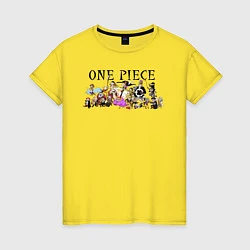 Футболка хлопковая женская Персонажи One Piece Большой куш, цвет: желтый