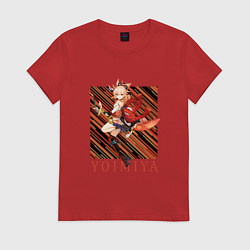 Футболка хлопковая женская Ёимия Genshin Impact, цвет: красный