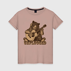 Женская футболка Медведь играет на гитаре