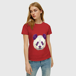Футболка хлопковая женская Фиолетовая панда, цвет: красный — фото 2