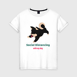 Женская футболка Дистанция с собакой