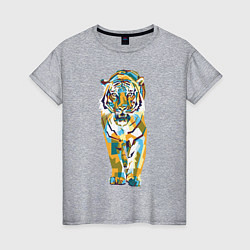 Футболка хлопковая женская Тигр-грация, цвет: меланж
