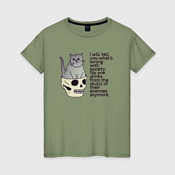 Женская футболка Задумчивый котик