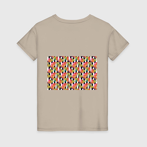 Женская футболка Абстрактный полосатый узор / Миндальный – фото 2