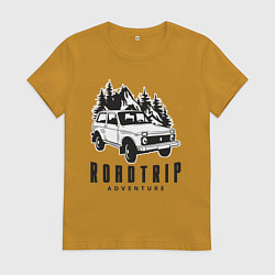 Футболка хлопковая женская Niva roadtrip, цвет: горчичный
