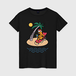 Женская футболка Котик встречает НГ на пляже