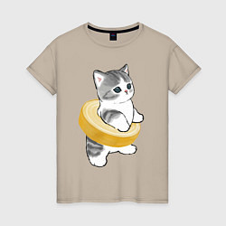 Женская футболка Котёнок в бублике