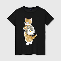 Женская футболка Котёнок с гусём