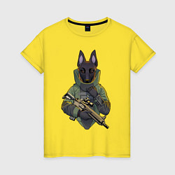 Женская футболка Овчарка-военный