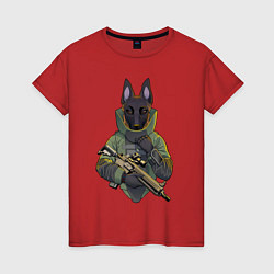 Женская футболка Овчарка-военный